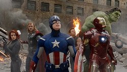 From Left: Scarlett Johansson, Chris Hemsworth, Chris Evans, Jeremy Renner and Robert Downey Jr. All Assemble for the Top Movie of 2012 The Avengers