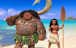 Dwayne Johnson (as the demigod Maui) and newcomer Auli'i Cravalho (as title character Moana) go on an epic adventure to return life to the islands in the 2016 top animated film, Moana.